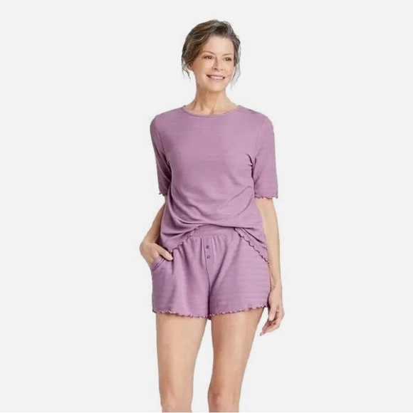 stars above Other - NWT Stars Above Textured Knit Lettuce Trim Pajama Shorts Set